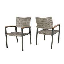 Great Deal Furniture Emma Outdoor Wicker Dining Chair With Aluminum Frame Set Of 2 Gray 2 Wicker Dining Chairs Brown Outdoor Furniture Patio Dining Chairs