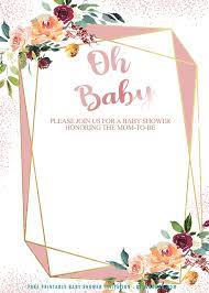 Free Printable Rose Gold Geometric Baby Shower Invitation Templates Baby Shower Templates Free Invitation Templates Baby Shower Invites For Girl