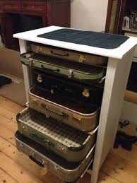 Up Cycled End Table And Suitcases Suitcase Decor Suitcase Furniture Old Suitcases