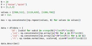 Code For Simulating A Factorial Within Subjects Design