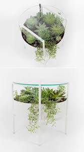 Palm Urban S Green Glass Table Has A Built In Planter In 2020 Glass Table Green Glass Glass Side Tables