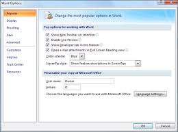 Microsoft Word 2007 To Word 2016 Tutorials Displaying The Word Options