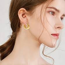 316 Stainless Steel 18K Gold Plated Twisted Hoop Earrings