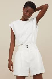 Satisfait ou remboursé 30 jours Short En Lin Melange Blanc Femme H M Ch