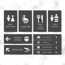 Black And White Sign Board Airport Signs Icon Vector Set Free Image By Rawpixel Com Wan Airport Signs Wayfinding Signs Signage Design