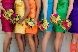 Multicoloured Bridesmaids Why Pick A Colour When You Can Have All 6 Weddins Rainbow Bridesmaid Dresses Summer Bridesmaid Dresses Bright Bridesmaid Dresses