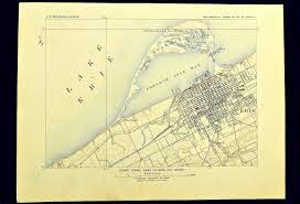 Erie Map Of Erie Pennsylvania Topographic Print Antique Usgs Etsy State Map Wall Art Louisiana State Map Map
