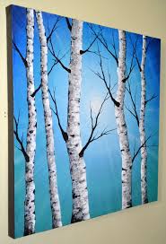 Birch Tree Canvas Wall Art Original Abstract Contemporary Art Textured Birch Tree Painting 24x24 Home Decor Modern Aspen Tree Artwork B Birch Tree Painting Abstract Art Painting Tree Art