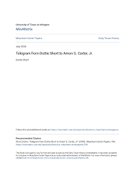 Telegram from Dottie Short to Amon G. Carter, Jr.