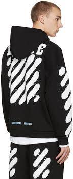 Off White C O Virgil Abloh Cotton Black Diagonal Spray Hoodie For Men Lyst