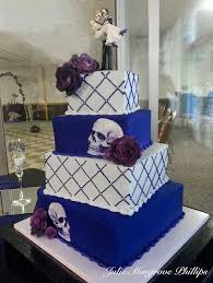 Omgg But This Cake Yes Skull Wedding Cake Square Blue White Purple Skull Wedding Cakes Halloween Wedding Cakes Skull Cake