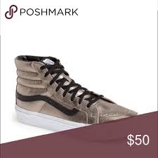 Black And Gold Vans Shoes Vans Sk8 Hi Gold High Top Sneakers Gold High Top Sneakers High Top Sneakers Gold High Tops