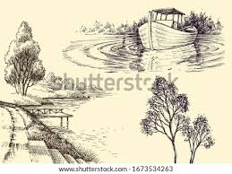It is pencil and white on buff paper, 10 x 14 in. Lake Pencil Drawing At Getdrawings Free Download