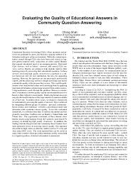 6 disadvantages of using a credit card. Pdf Evaluating The Quality Of Educational Answers In Community Question Answering Brainly Inc Academia Edu