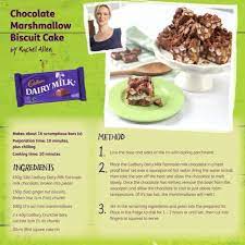 Cadbury Dairy Milk Chocolate Marshmallow Biscuit Cake Takeastep Towards Fairtrade Cadbury Recipes Dairy Milk Chocolate Dairy Free Recipes