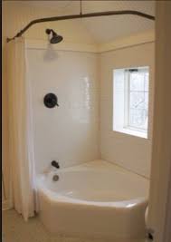 We Need A Curved Shower Rod For Our Jacuzzi Bath Bathroom Tub Shower Combo Corner Tub Shower Corner Tub Shower Combo