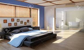 Schlafzimmer mit bad is set in angersbach. Moderne Luxus Schlafzimmer Mit Bad Durch Eine Grosse Glasscheibe Getrennt Lizenzfreie Fotos Bilder Und Stock Fotografie Image 19893803