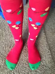 Knee High Red Socks With Christmas Bulbs Or Lights My Socks Socks Knee High