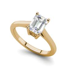 Emerald 6 x 4mm and diamond 9k white gold ring a3078. 4 Prong 1 75 Carat Si1 F Emerald Cut Diamond Engagement Ring Yellow Gold Ebay