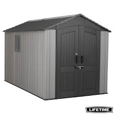 Lifetime 7ft X 12ft 2 1 X 3 7m Simulated Wood Look Storage Shed With Windows Costco Uk Outdoor Storage Sheds Plastic Sheds Resin Sheds