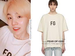 Fear of god brand bts. Beyond The Style Alex Auf Twitter Suga 190309 Bts Fear Of God Off White Fg T Shirt
