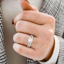 Women S Wedding Bands Stacked With Engagement Rings Silver Wedding Bands Affordable Wedding Ring Set Affordable Wedding Ring