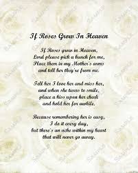 Memorial Poem For Mother Roses In Heaven 8 X 10 Print Etsy Mother Poems Funeral Poems Mom Quotes
