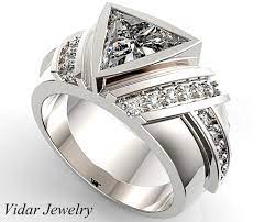 Men S Wedding Band Unique Wedding Band Triangle Etsy In 2021 Rings For Men Unique Diamond Wedding Rings Mens Wedding Bands