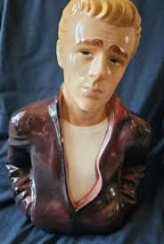 VINTAGE JAMES DEAN Ceramic Bust Clay Art San Francisco 1986 1987