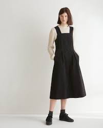 Cotton Twill Fitted Pinafore Dress Soft Peachy Cotton Twill With Stretch Fitted Bodice Pleated Skirt Mid Dress Outfit Workwear Dress Womens Midi Dresses