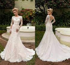 Details About Elegant Mermaid Wedding Dress Slim Line Long Sleeve Wedding Dress Lace Bridal Wedding Dresses Wedding Dresses Lace