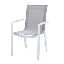 Fauteuil De Jardin Aluminium Et Textilene Blanc Gris Clair Whitestar Wilsa Garden