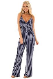 Lime Lush Boutique Navy And White Striped Jumpsuit With Waist Tie 49 99 Https Www Limelush Com Navy And White Jumpsuit Outfit Jumpsuit Striped Jumpsuit