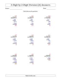 The 3 Digit By 2 Digit Long Division With Remainders And Steps Shown On Answer Key A Math Workshee Long Division Worksheets Division Worksheets Long Division