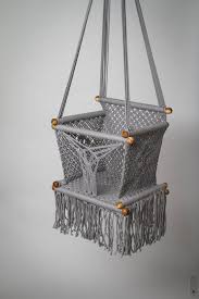 Hangahammock Baby Swing Chair 14 In Macrame 1 Year Warranty Grey Cotton Ropes Sustainable Native Wood B Baby Swing Chair Swinging Chair Macrame Furniture