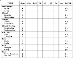 Genetic Trait Chart