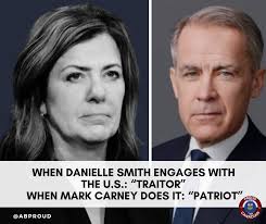 Have you ever noticed that when Danielle Smith engages in deals and  diplomacy with the United States, she's labeled a traitor—but when Mark  Carney does the same, he's hailed as a patriot?