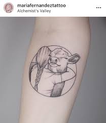 Cartoon angry butcher or slaughterer vector. Cute Cartoon Cow Tattoo
