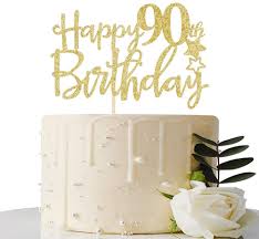 Birthday cakes for men 75th birthday parties birthday cake with photo 80th birthday cake for men grandpa birthday 75 birthday party ideas 80th birthday cake 90th birthday cake this was a specialty cake i made specific to my grandpa's life. Amazon Com Maicaiffe Gold Giltter Happy 90th Birthday Cake Topper Hello 90 Cheer To 90 Years 90 Fabulous Party Decoration Toys Games