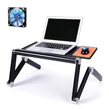 Tongta Portable Adjustable Aluminum Alloy Laptop Stand Desk Table Vented Fan With Ergonomic Mouse Pad Side Up To 17 Inch B Laptop Stand Aluminium Alloy Laptop