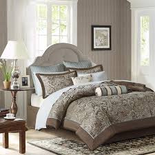Amazon Com Madison Park Aubrey Cal King Size Bed Comforter Set Bed In A Bag Blue Brown Paisley Jacquard 12 Pieces Bedding Sets Ultra Soft Microfiber Bedroom Comforters Home Kitchen