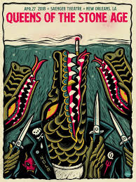 A tv commercial for olympia beer showed scenes of waterfalls and clean water supposedly used in beer making. Queens Of The Stone Age Dave Quiggle Rock Poster Art Concert Poster Design Music Concert Posters