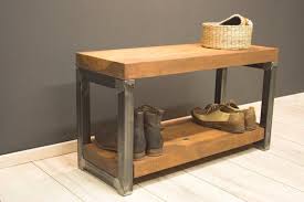 Shoe Storage Bench Schuhbank Solid Wood And Frame Metal Width 50cm 60cm 70cm 80cm 90cm Depth 28cm Height 40cm Handcrafted Quality Wood Pallets Minimalist Shelves Vintage Shelf