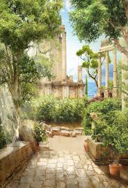 Ancient Greek Courtyard Myths Backdrop Ancient Greek Garden Ancient Greek Architecture Greek Castle