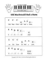 Old Macdonald Had A Farm Pre Staff Piano Sheet Music Piano Student Learn Piano