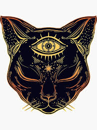 Egyptian Cat With Third Eye Open Sticker By Magnetic Pajama In 2021 Cat Eye Tattoos Third Eye Art Egyptian Cat Tattoos