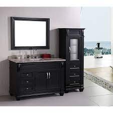 Keep your bath essentials tucked away in one of the eight drawers or in the center Design Element Hudson 48 Inch Single Sink Bathroom Vanity Set With Linen Tower Accessory Cabinet