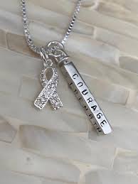Symptoms of lung cancer typically become more pronounced as the disease grows, often progressing from a minor cough to something more severe. Lung Cancer Ribbon Personalized Necklace Kandsimpressions