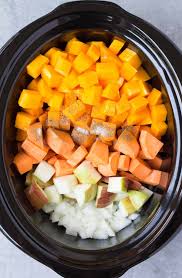 A Healthy Vegetarian And Vegan Soup Made In The Crock Pot This Slow Cooker Bu Sweet Potato Soup Butternut Squash Slow Cooker Butternut Squash Soup Slow Cooker