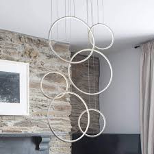 Royal Pearl Foyer Chandelier Contemporary Led Adjustable 6 Rings Modern Pendant Lighting For Living Dining Room Bedroom Hallway Silver 130w Amazon Com